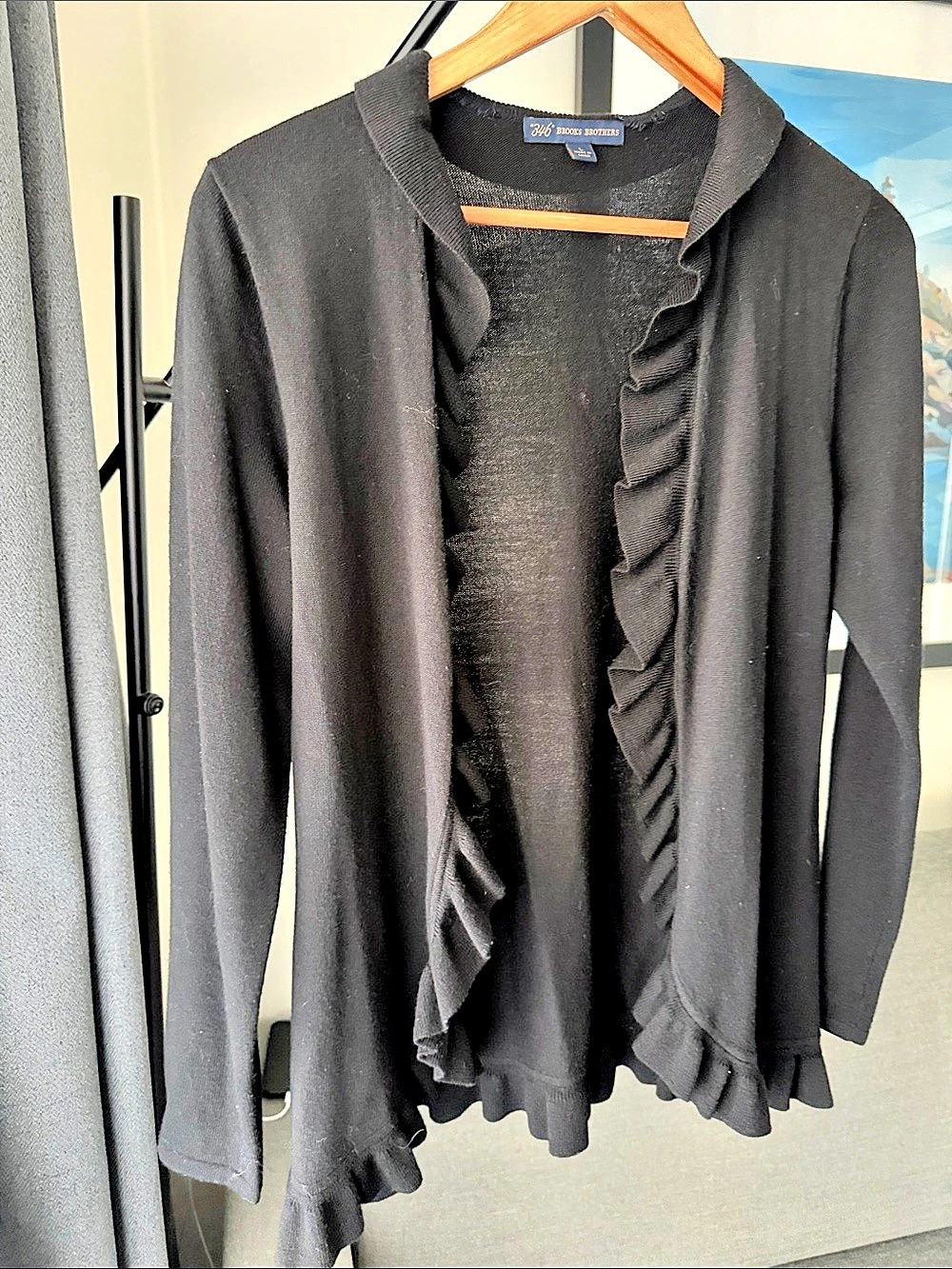 Brooks Brothers Merino Wool Ruffle Cardigan